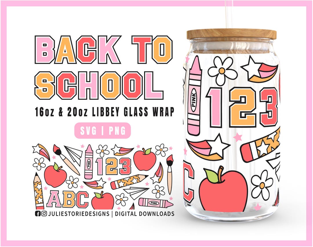 16oz 20oz School Teacher Libbey Can Wrap SVG | Back to School SVG ...