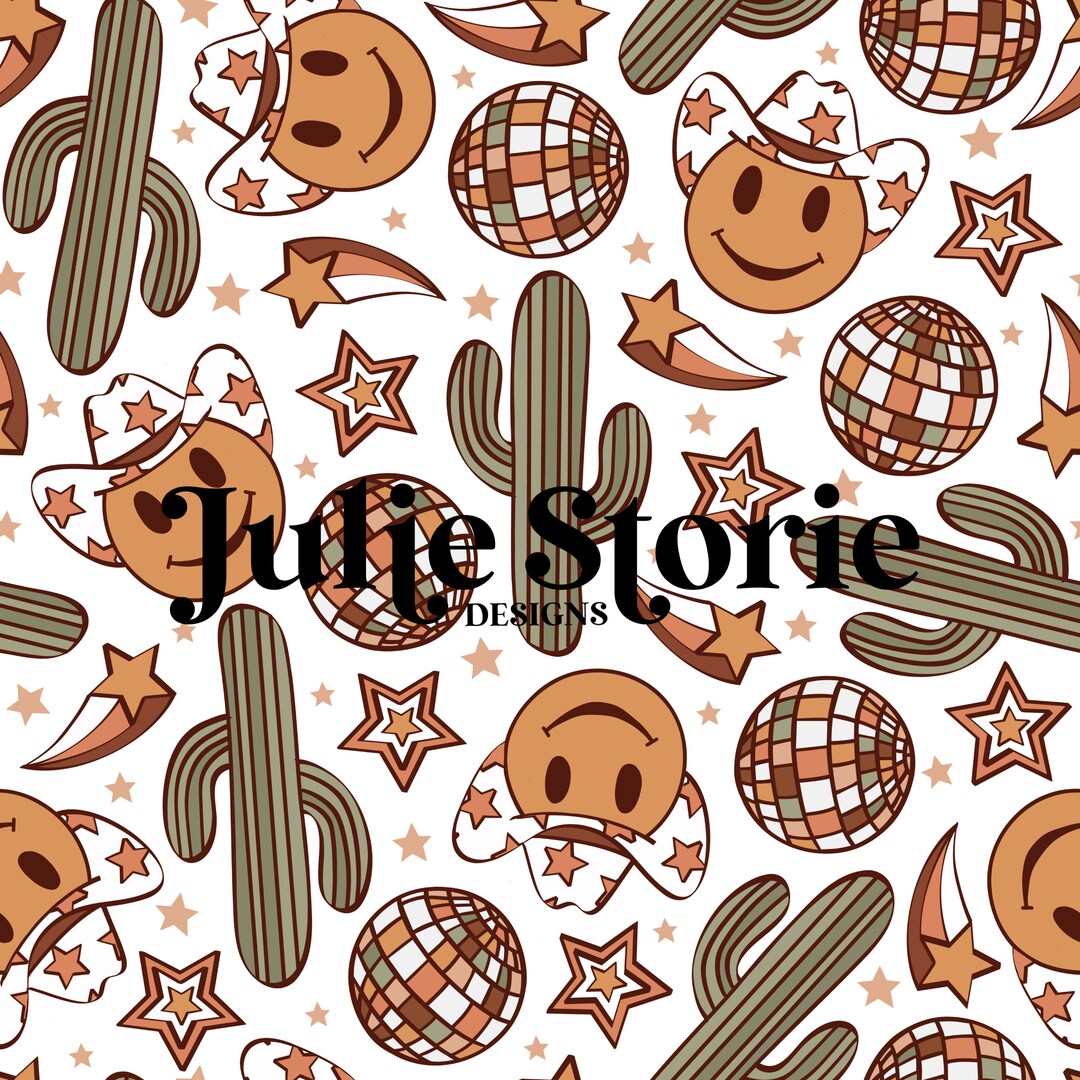 Disco Cowgirl Cowboy Seamless Repeat Pattern - Etsy