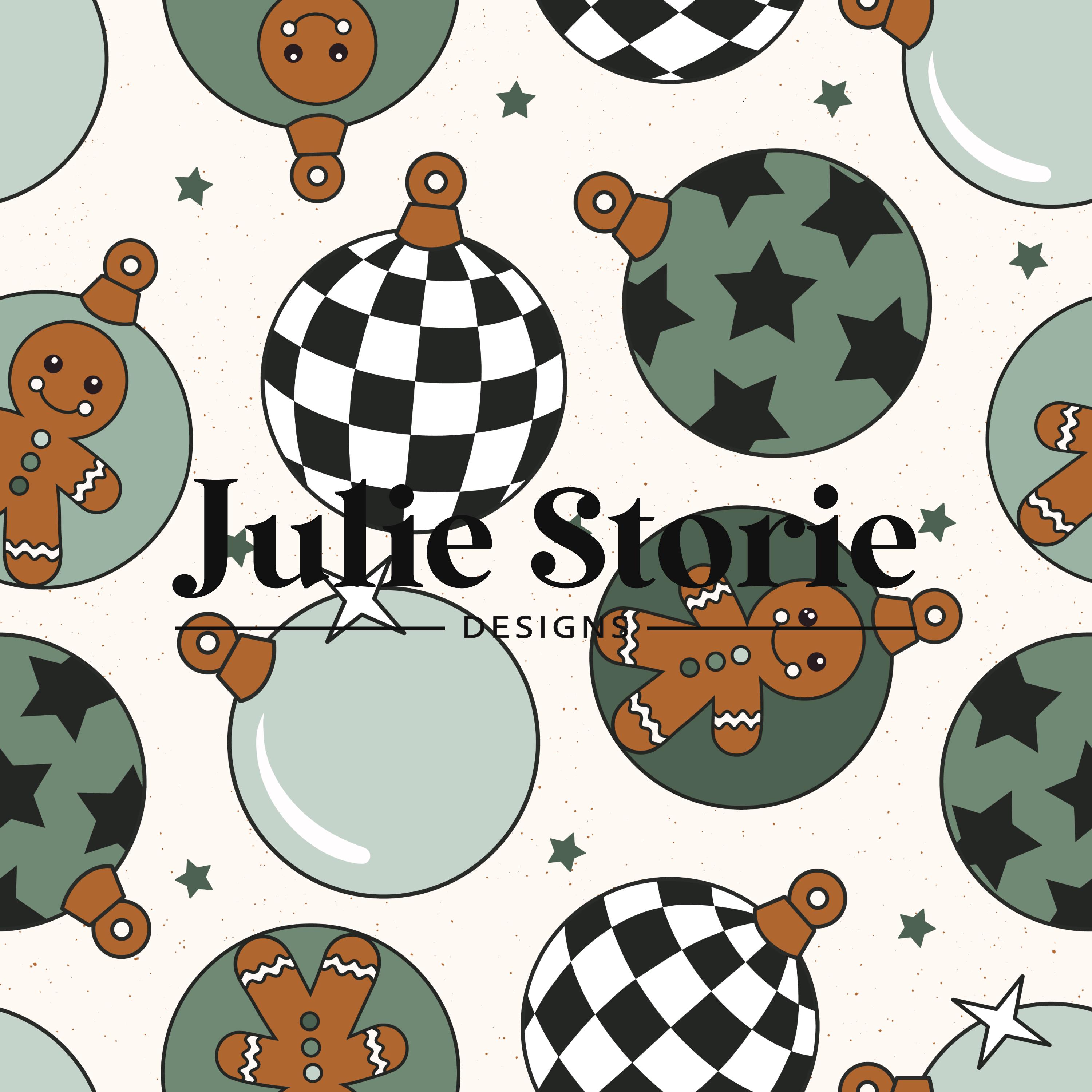 Gingerbread Christmas Ornament Seamless Pattern, Checkered Ornament Seamless Design, Cute Christmas Pattern
