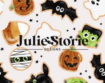 Neutral Halloween Cookies Seamless Pattern, Halloween Treats Pattern, Boys Halloween Seamless Pattern