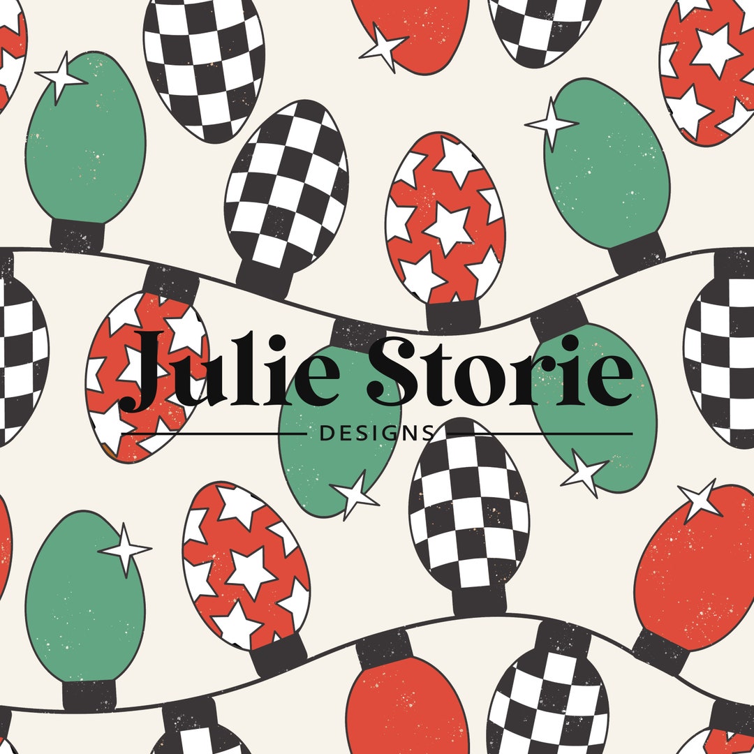 Checkered Christmas Lights Seamless Pattern, Red and Green Christmas ...