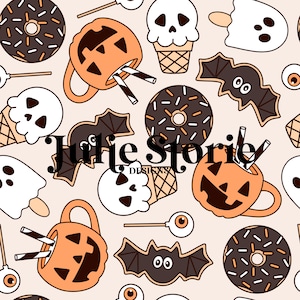 Halloween Desserts Seamless Repeat Pattern