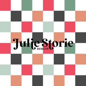 Red Green Christmas Checkers Seamless Repeat Pattern