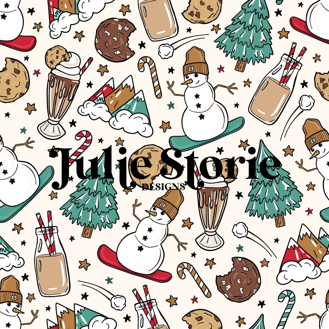 Red Green Christmas Snowman Seamless Repeat Pattern for Fabric ...