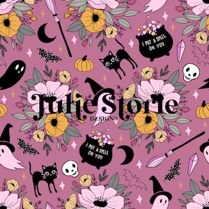 Halloween Magische Floral Rosa Nahtlose Rapportmuster