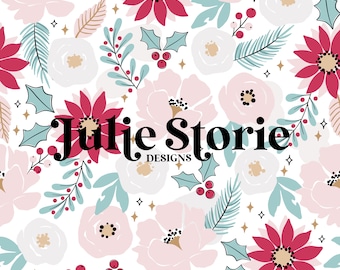 Christmas Floral Seamless Repeat Pattern for Fabric Sublimation