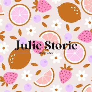 Modèle sans couture de fruit fraise citron rose, conception de fruits d'été, modèle sans couture de fruit rose citron