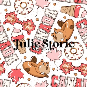 Pink Canada Day Seamless Repeat Pattern for Fabric Sublimation