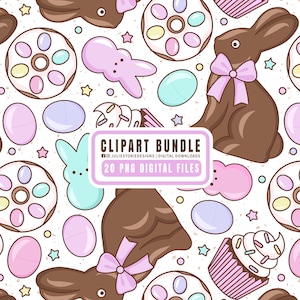 Ostern Clipart Bundle, Osterhase PNG, Schokoladenhase Clipart, Mädchen Ostern PNG Sublimation