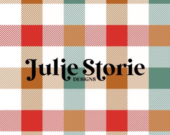 Red Green Brown Christmas Gingham Checkers Seamless Repeat Pattern Sublimation