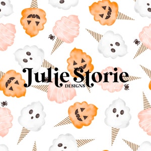 Halloween Watercolour Cotton Candy Seamless Repeat Pattern