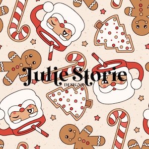 Christmas Santa Cookies and Milk Gingerbread Man Seamless Repeat Pattern