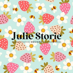Motif rétro fraise et bourdon, motif floral rétro fraise bleu sans couture