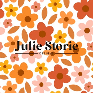 Fall Floral Seamless Pattern, Fall Daisy Seamless Design, Autumn Flower Seamless PNG