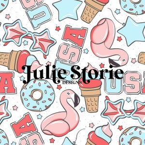 Pink Fourth of Julie Seamless Repeat Pattern for Fabric Sublimation