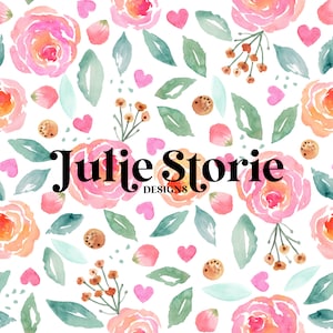 Rosa Pfirsich Aquarell Blumen und Herzen Valentinstag Sommer Musterdesign