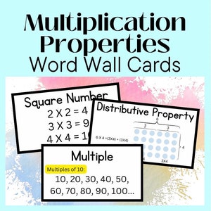 Vocabulary Word Wall Cards: Multiplication Properties Edition second third fourth grade classroom decor elementary school envision Savvas