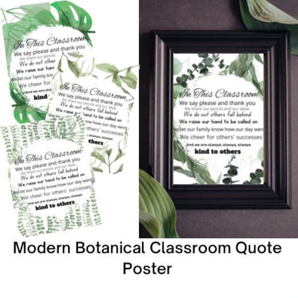 Modern Botanical Leaf Succulent Classroom Quote Posters