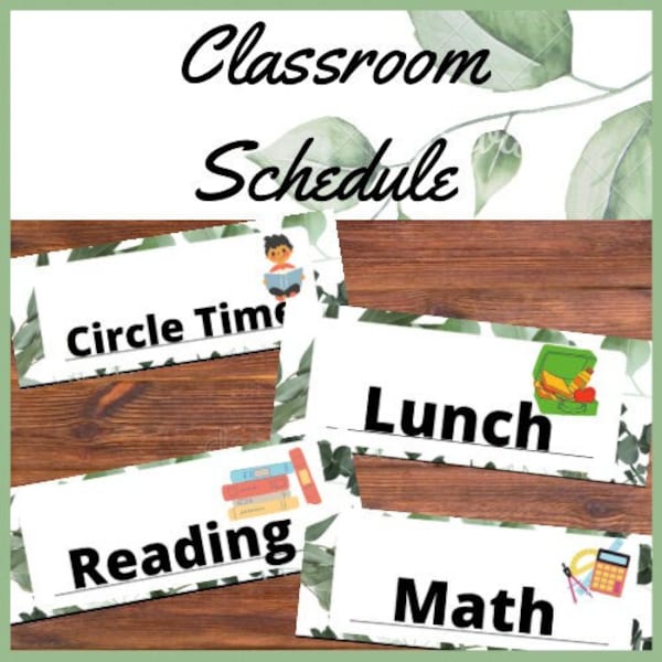 Modern Botanical Leaf Succulent Classroom Schedule Sheets