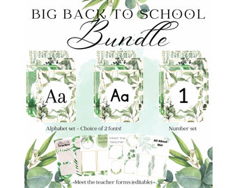 BIG BUNDLE Back to School Modern Botanical Leaf Succulent Classroom Decor
