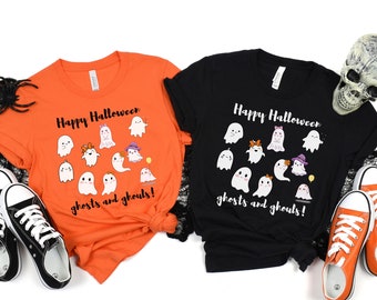 Feliz Halloween fantasmas y necrófagos escuela primaria linda camisa de maestro amante de Halloween amante de la calabaza temporada espeluznante camiseta primaria kinder