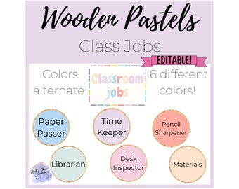 EDITABLE Boho moderno pastel de madera trabajos en el aula tarjetas etiquetas imprimibles decoración del aula elemental paquete colores cómodos ESE tapete de música