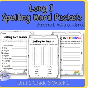 Benchmark Advance Aligned Long I Spelling Word Packet Third Grade Unit 2 Week 2