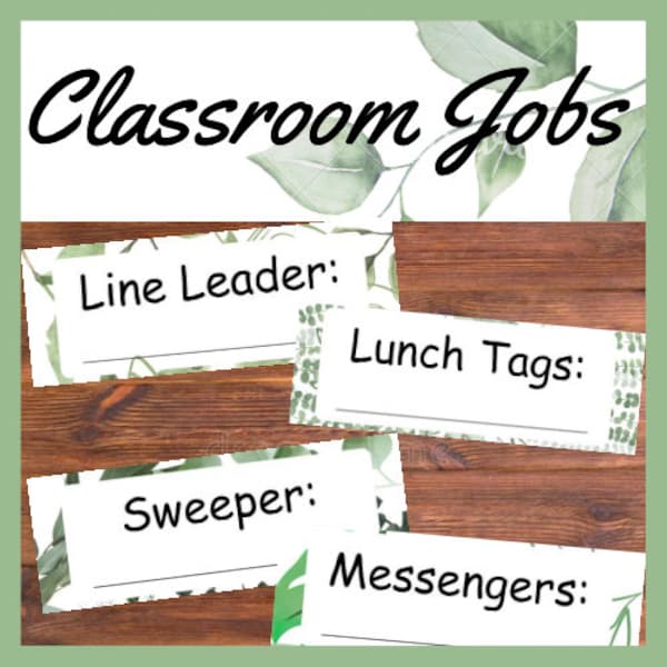 Modern Botanical Leaf Succulent Classroom Job Posters