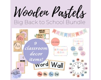 Paquete GRANDE de pasteles de madera - decoración del aula de regreso a la escuela decoraciones de clase de maestro de primaria regalo de maestro de lectura de maestro de primaria