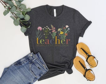 Camisa del jardín de flores del maestro / Ayudando a las pequeñas mentes a crecer / Camiseta del maestro / maestro de matemáticas regalo de educación especial ESE de primaria, media y alta