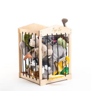 Toy Zoo Organizer | Soft Toy Storage Cage | Freestanding Plush Animal Holder with Easy Access Ropes & Mobility Base