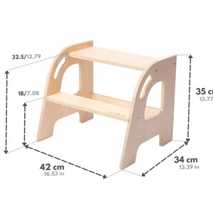 Escabeau pour tous les âges Contreplaqué de bouleau, supporte jusqu'à 130 kg Conception polyvalente en deux étapes pour un usage domestique KLEC By DeveKids image 3