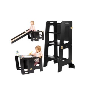 2 in 1 Kitchen Tower with Slide and a Blackboard