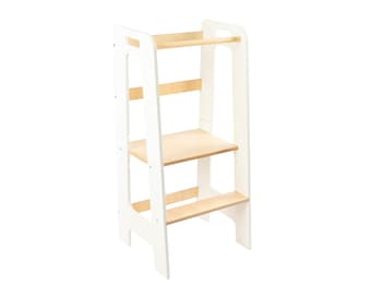 White Kitchen tower - Montessori helper - Learning Step stool for Children