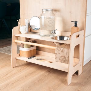 Kinderwaschbecken ohne Installation - Montessori-Waschtisch, tragbares Kleinkindwaschbecken, Wasserspiel