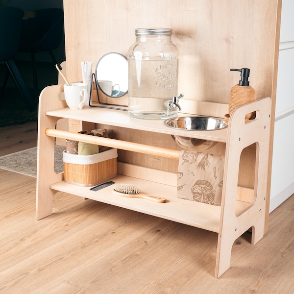Handfat för barn, utan rörmokeri — Montessori-tvättbord, bärbart handfat för småbarn, vattenlek
