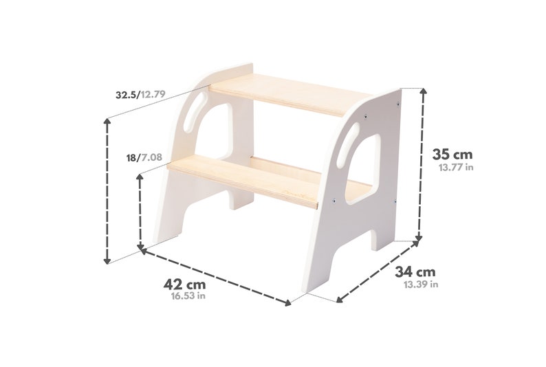 All-Age Tritthocker Birkensperrholz, unterstützt bis 130kg Vielseitiges Zwei-Schritt-Design für den Heimgebrauch KLEC von DeveKids Bild 2