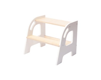 All-Age Step Stool - Birch Plywood, Supports Up to 130kg | Versatile Two-Step Design for Home Use KLEC By DeveKids