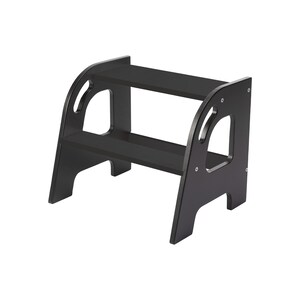 Black two-step step stool made out of plywood. Color all black. Holds up to 130kg made by DeveKids model KLEC