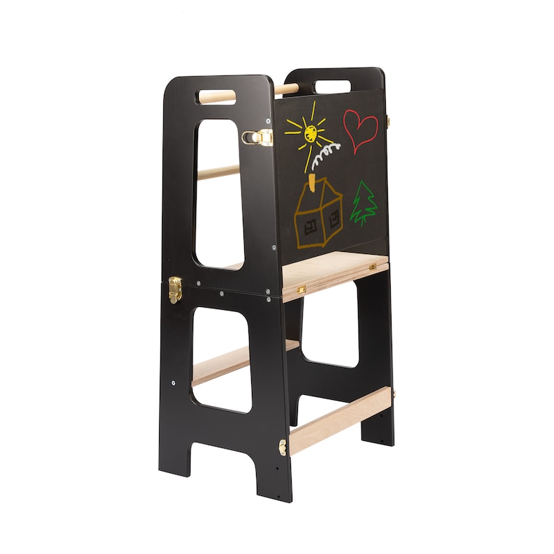 Tower 2 in 1 Kitchen Learning stool with a Slide and a Blackboard for Toddlers 1yo and up Without Slide