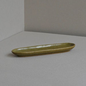 Stoneware Oval Narrow Tray, Green