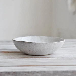 Handmade Rustic Stoneware Hand Moulded Glazed Pasta and Rice Dining Food Serving Bowl