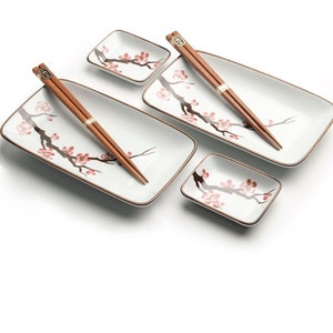 Oriental Sakura Sushi Set with Floral Design