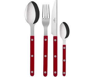 4 Piece Handmade Cutlery Set- Red