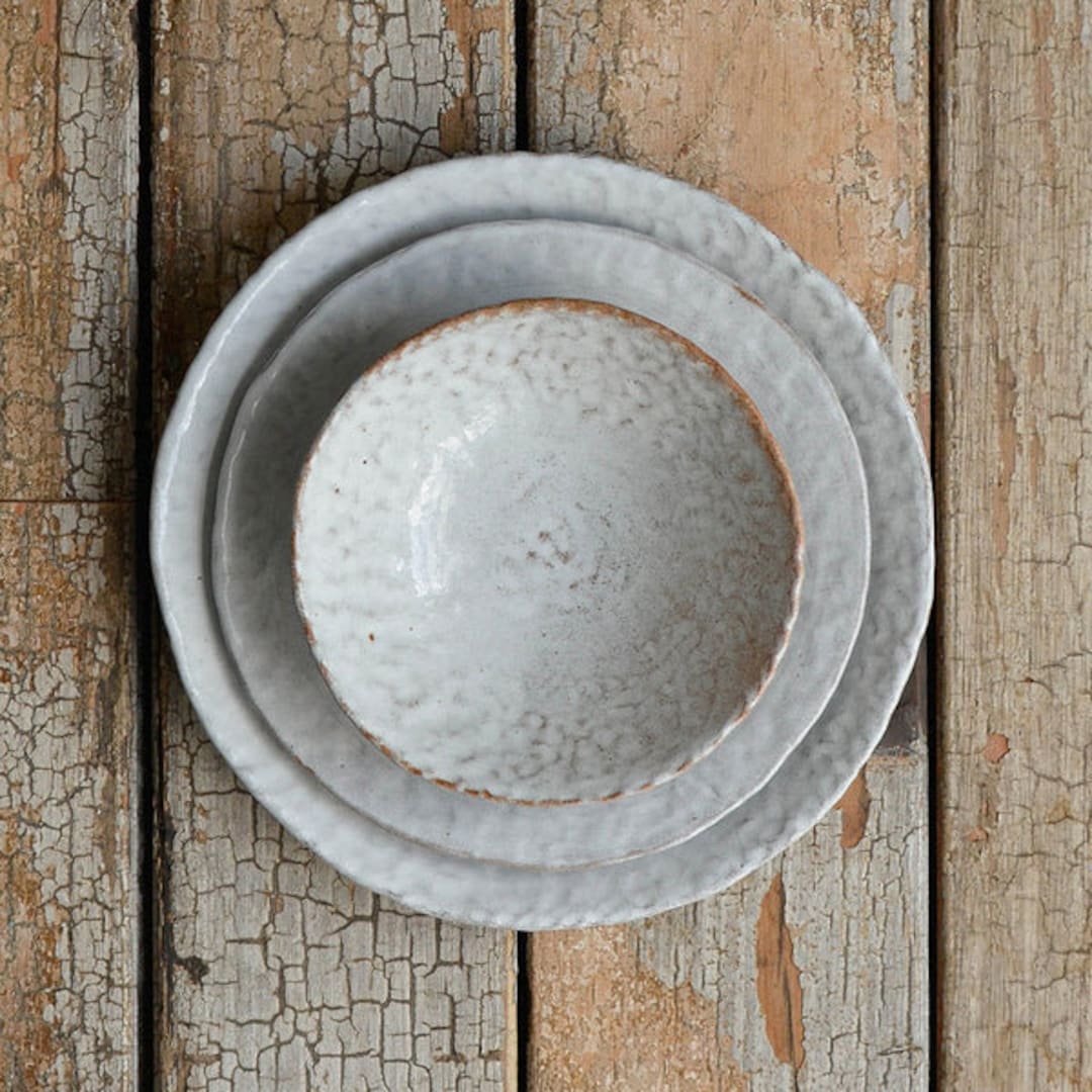 Hand Moulded 3 Piece Dinner Plate and Bowl Set Etsy