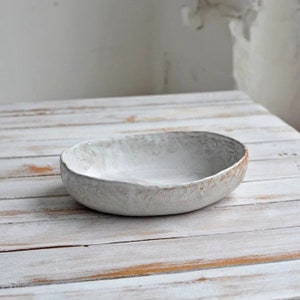 Handmade Rustic Stoneware Hand Moulded Glazed Oval Dish, Food Serving Bowl for Main Course or Sides image 1