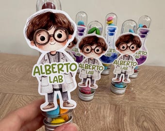 Test tubes with personalized Smarties – Children's party favors – Theme of your choice – Placeholders or end-of-party gift