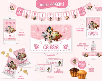 44 Cats Digital Birthday Party Kit, Digital Birthday Party Kit, Children's Party, Customizable, Tags, Menu, Invitation