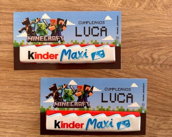 Regalo de fin de fiesta para niños | Tarjeta personalizada para Maxi Kinder | Regalo de cumpleaños | Tema a tu elección | Recuerdo de fiesta