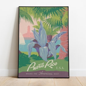 Vintage Puerto Rico Travel Poster Art | 11x14 22x28 ratio | Gallery Wall Digital Art Download | Printable Art Puerto Rico Decor